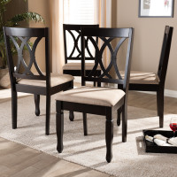 Baxton Studio RH316C-Sand/Dark Brown-DC Reneau Modern and Contemporary Sand Fabric Upholstered Espresso Brown Finished Wood Dining Chair Set of 4